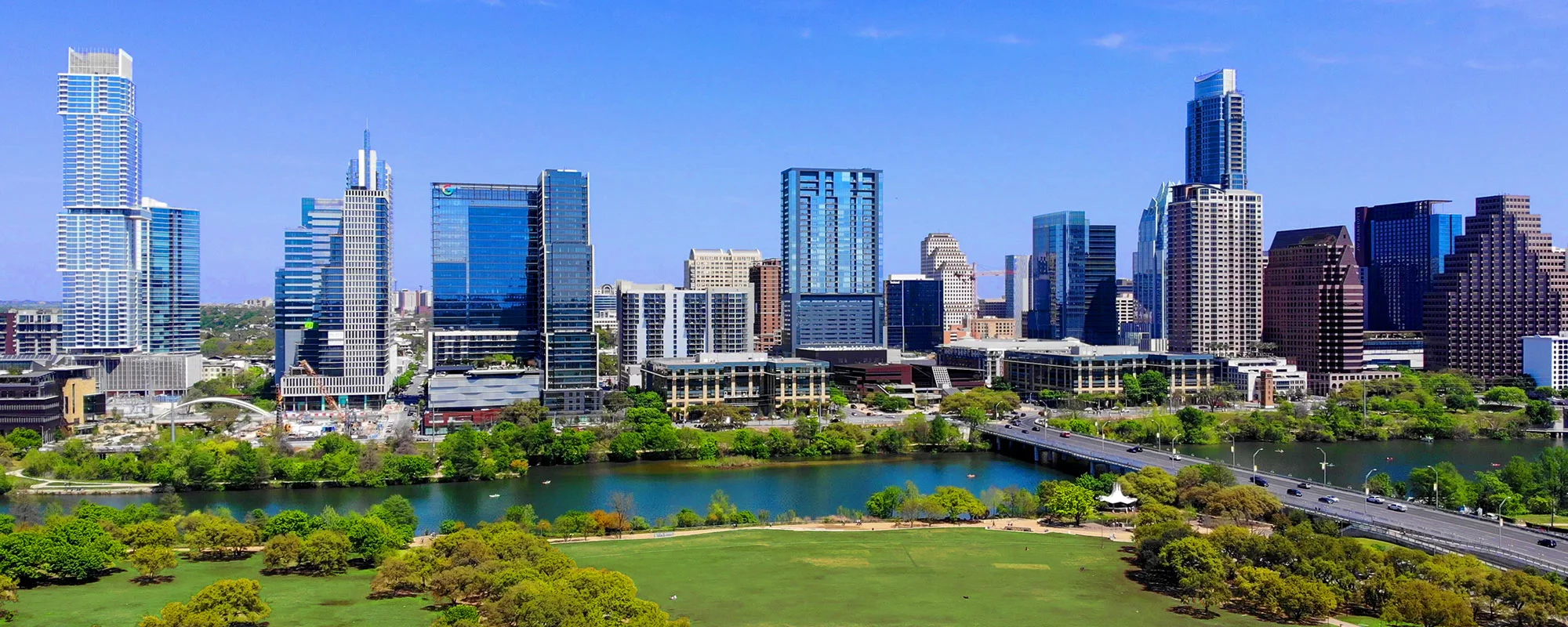 downtown austin texas skyline showing commercial buildings